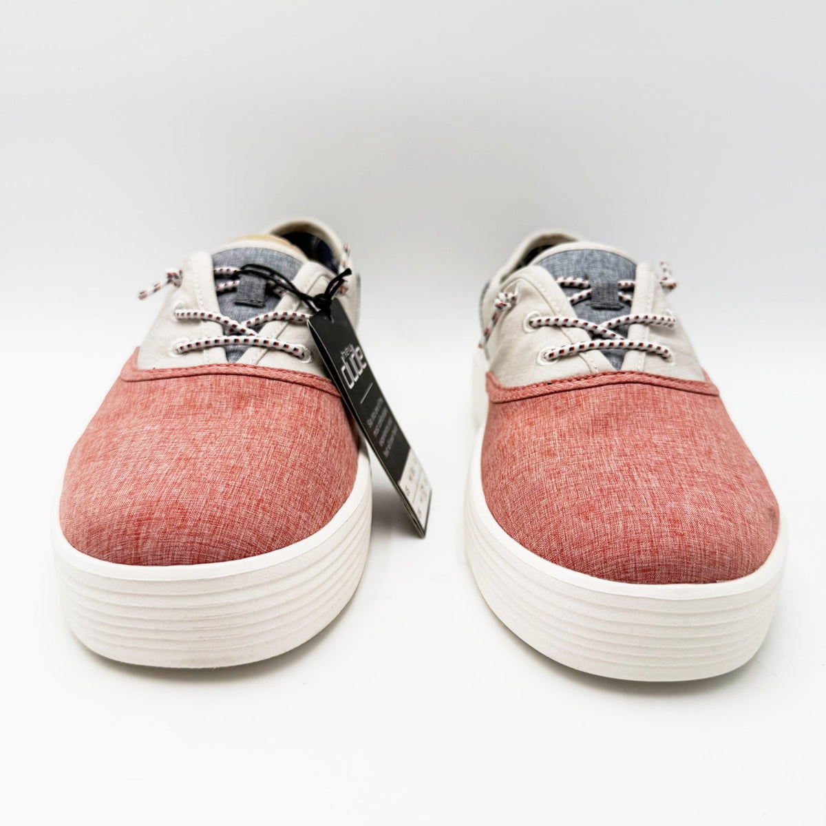 HEY DUDE Mens Conway Craft Linen Shoes Size 8 Womens 10 Red White Blue NWT