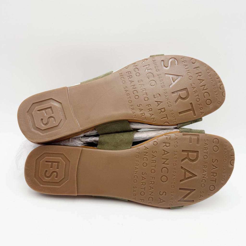 Franco Sarto Womens Gia Sandals US 6 M EU 36 Green Suede NWOB