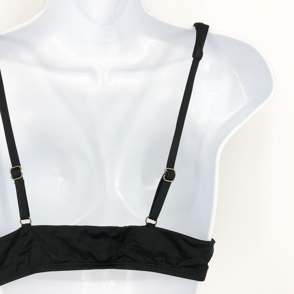 ANDIE SWIM Women's Belize Bikini Top Medium Black Plunge V Neck