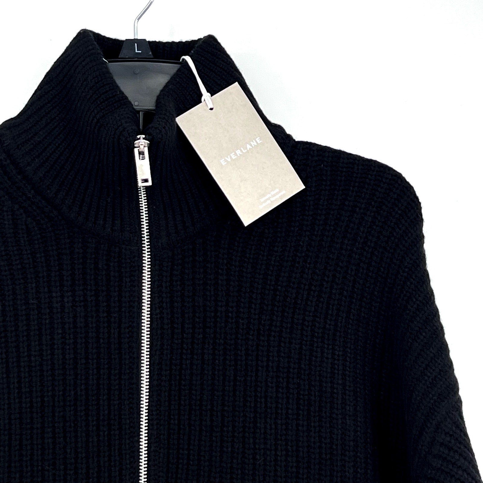 EVERLANE Women's The Half-Zip Sweater Small Luxe Merino Black Long Sleeve NWT