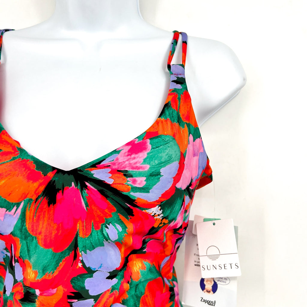 SUNSETS Womens Veronica One Piece Swimsuit Small Red Floral Hummingbird Cove NWT