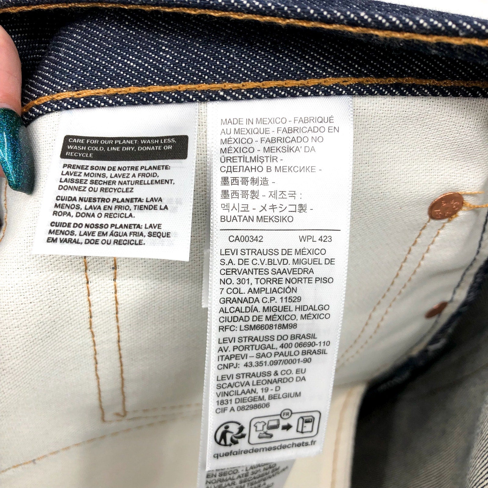 LEVI'S Men's 501 Original Shrink-to-fit Jeans 32x34 Dark Wash No Stretch NWT