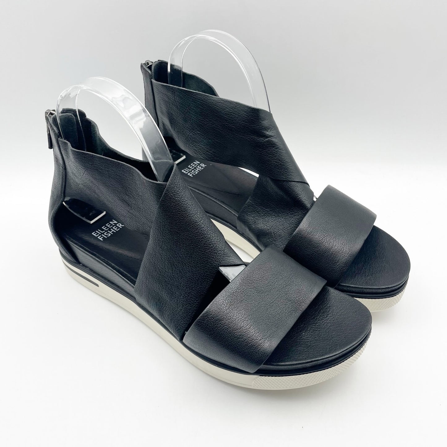 Eileen Fisher Womens Sport Sandals US 9.5 M EU 40 Black Leather NIB