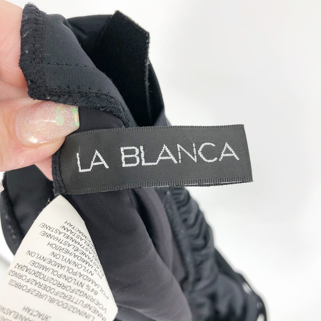 LA BLANCA Island Goddess One Piece Swimsuit 22W Black Multi-Strap Cross-Back