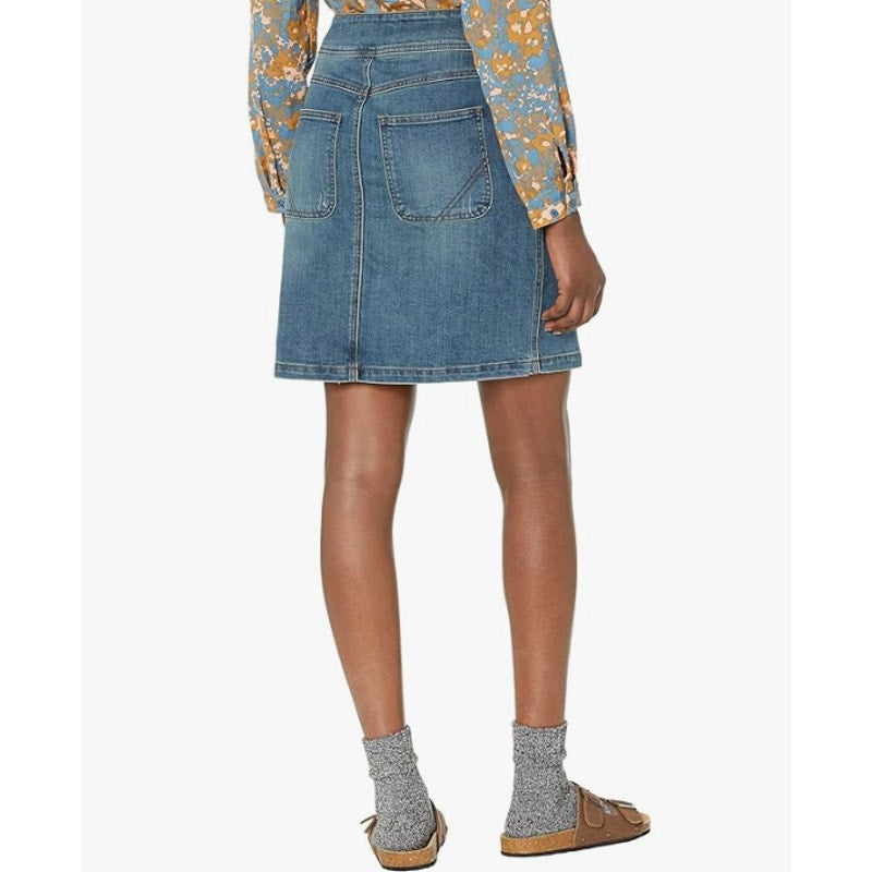 PRANA Women's Broadway Denim Pencil Skirt Size 0 True Blue Organic Stretch NWT