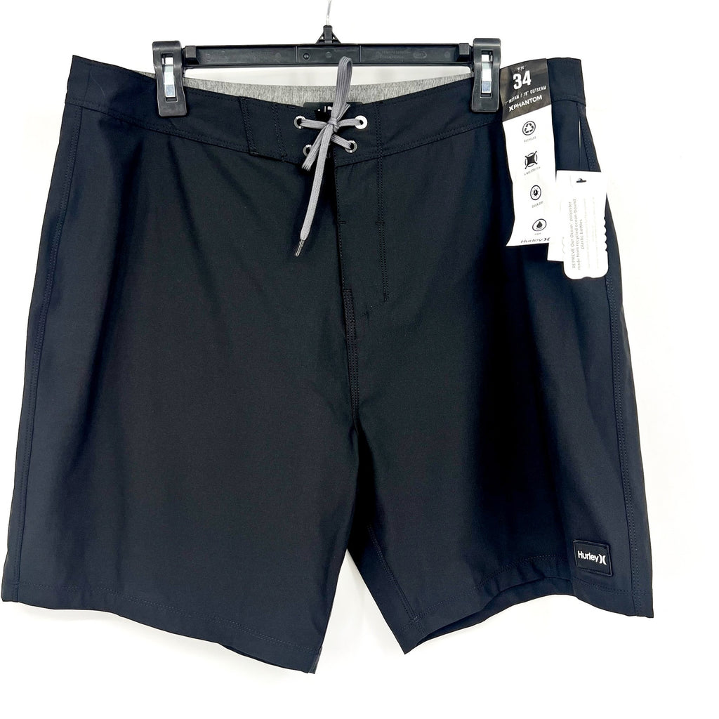 HURLEY Men's Phantom-Eco One & Only Boardshorts Size 34 LARGE Black 18" NWT