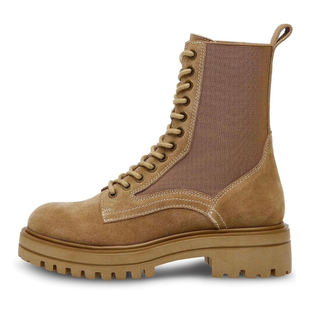Steve Madden Womens Kenny Combat Boots US 6.5 M Taupe Tan Leather Lace Up NIB