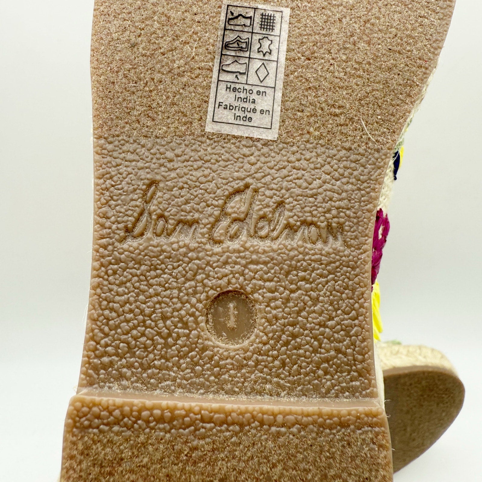 Sam Edelman Kids Kayden Slingback Sandal US 1 M Beige Multicolor Leather NIB