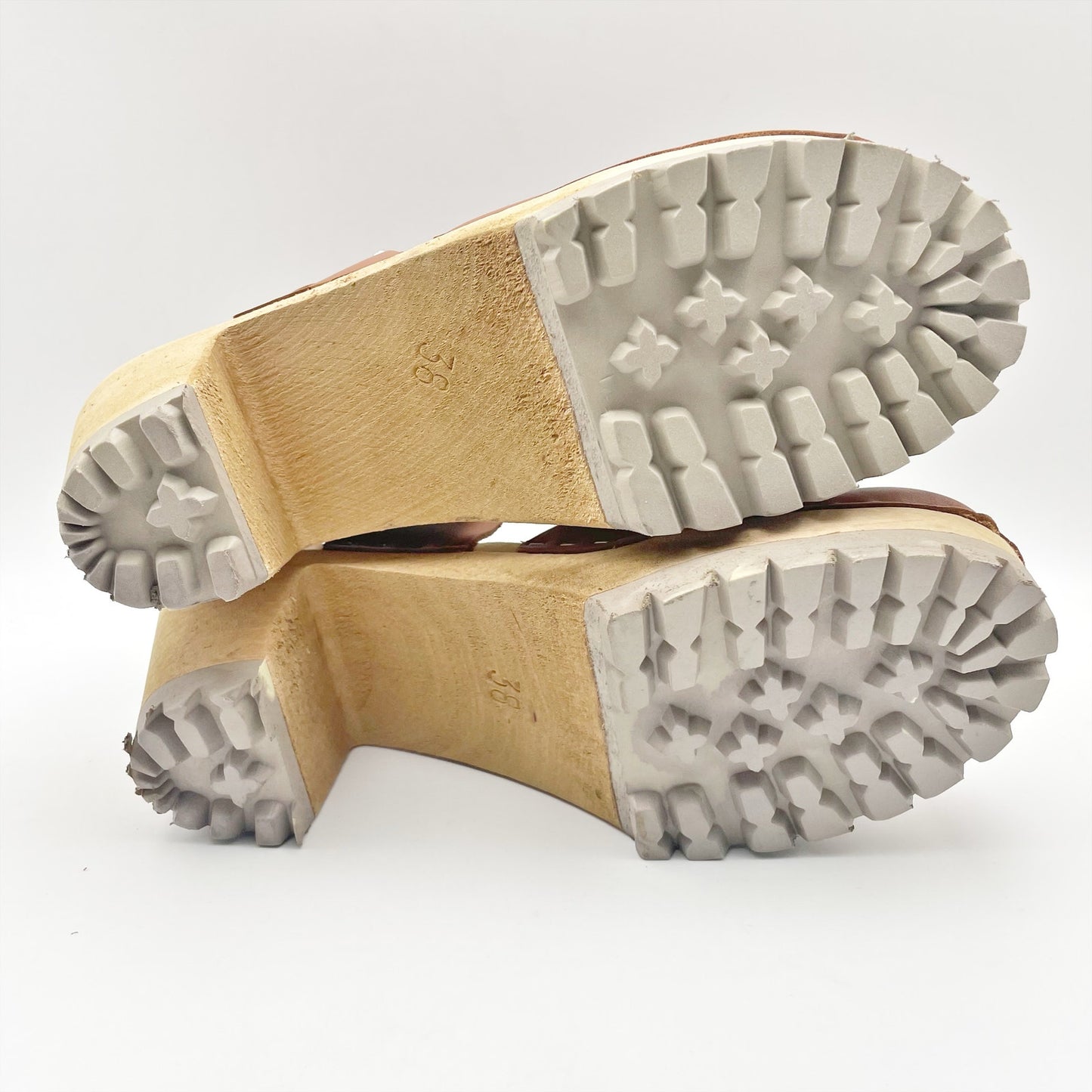 MIA Womens Abba Leather Clogs EU 38 US 8 M Brown Wooden Heel NWOB