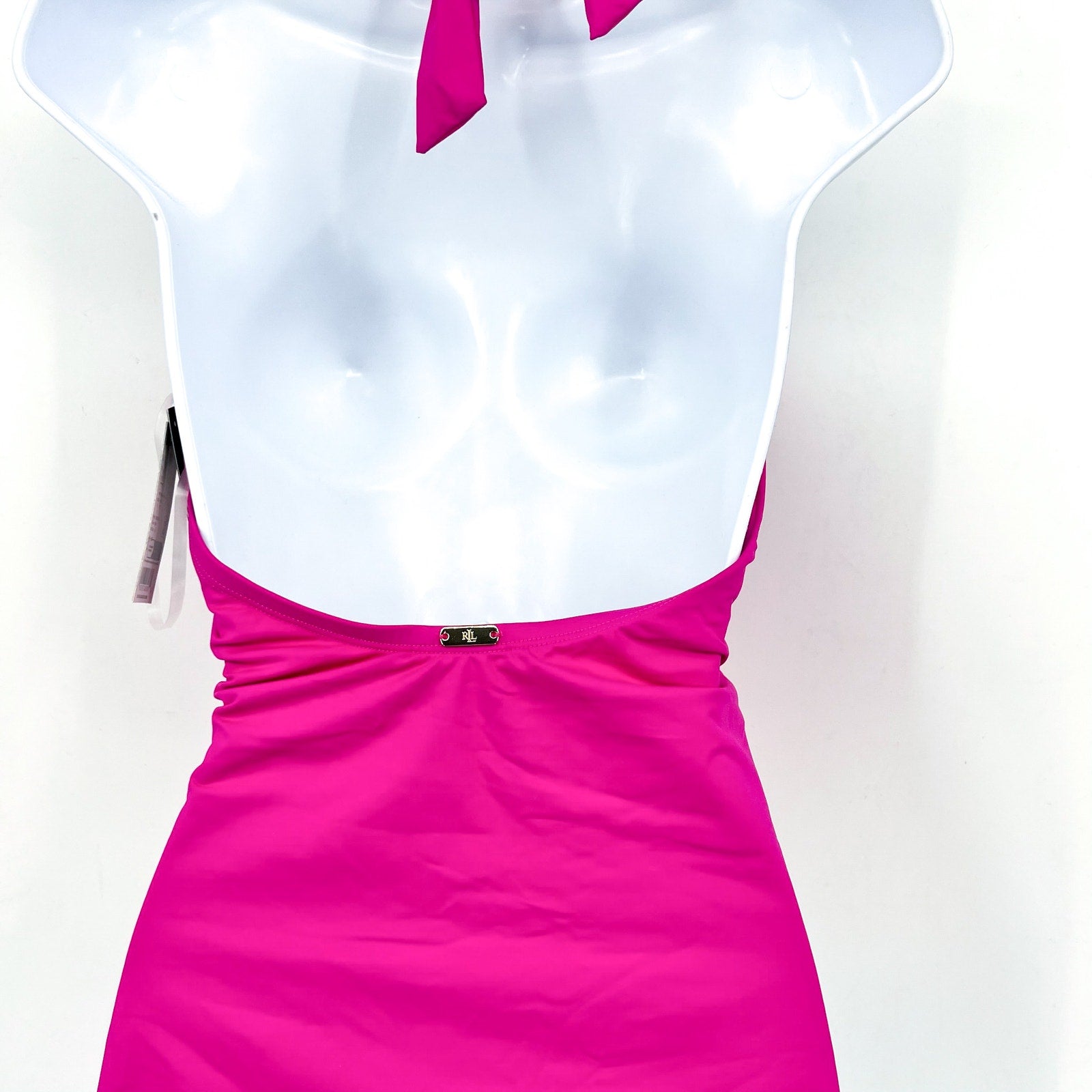 LAUREN RALPH LAUREN O-Ring One-Piece Swimsuit Size 12 Freesia Pink High-Neck NWT