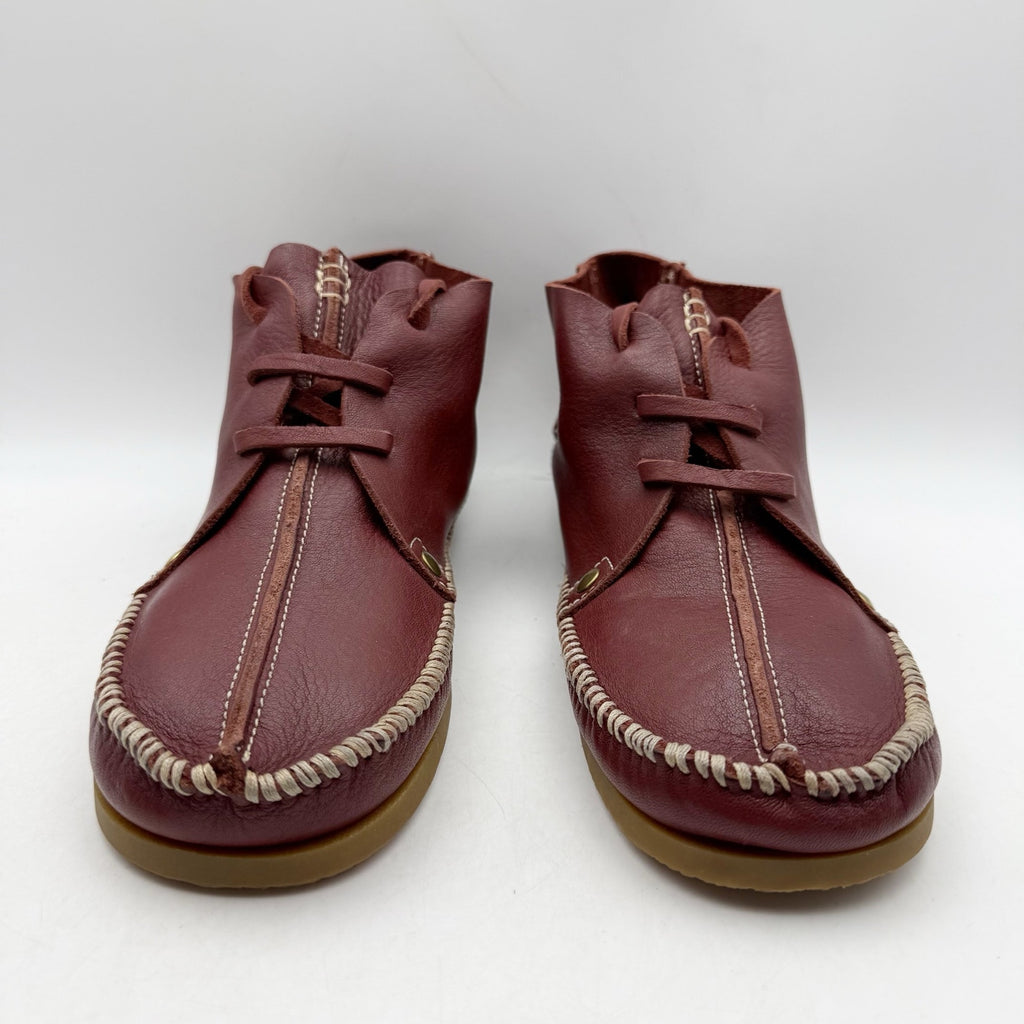 RE/DONE Womens Metal Oxford Shoes EU 37 US 7 Burgundy Leather NWOB