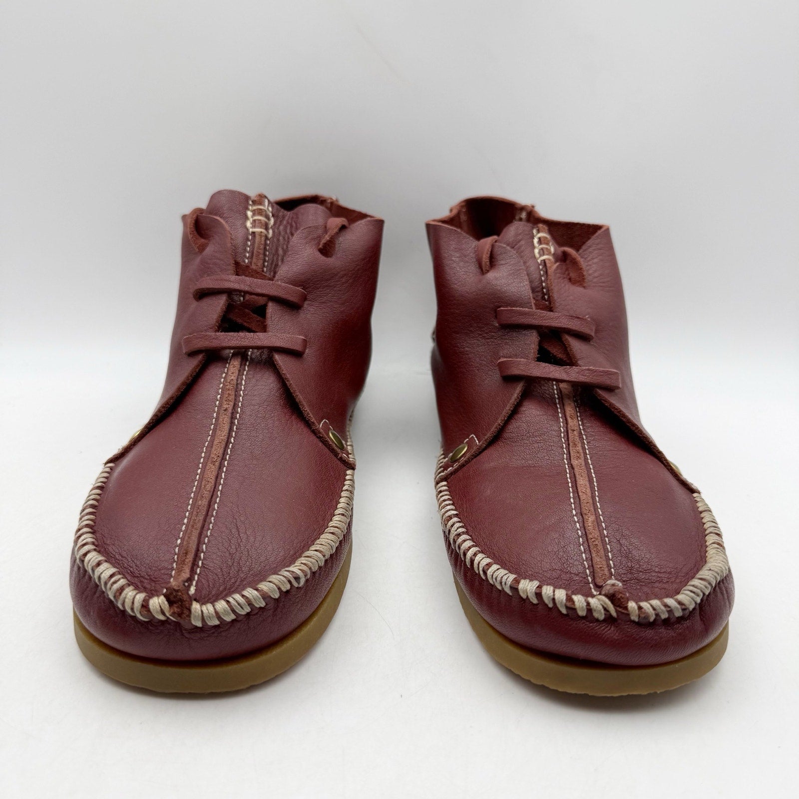 RE/DONE Womens Metal Oxford Shoes EU 37 US 7 Burgundy Leather NWOB