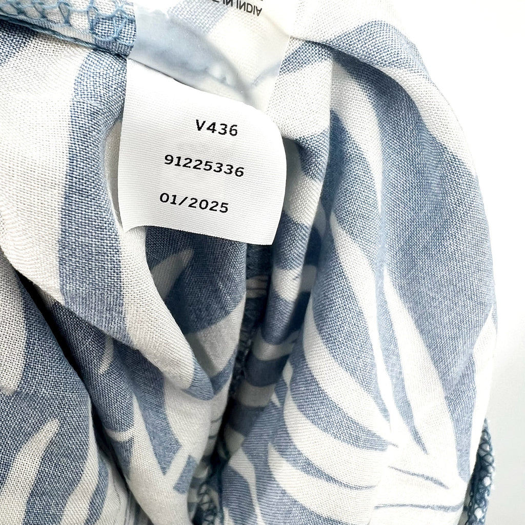 VINCE CAMUTO Women's Wide Leg Print Pants XS Blue White Pull On Lake Breeze NWT
