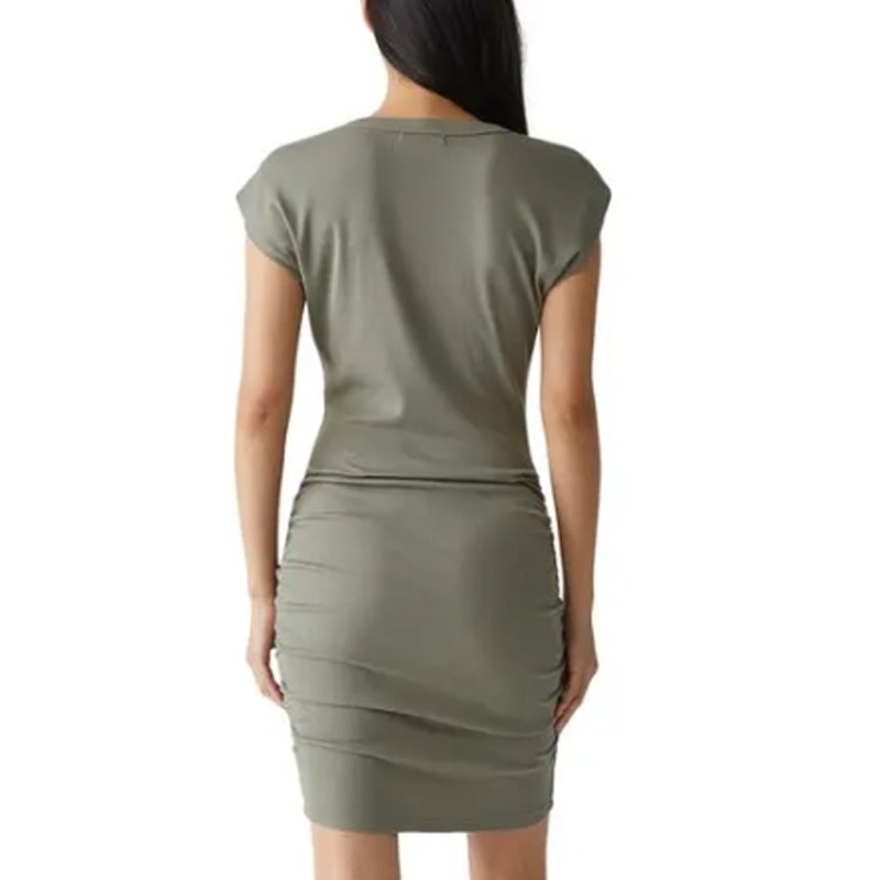 MICHAEL STARS Womens Ricci T-Shirt Dress Small Olive Green Short Sleeve NWT