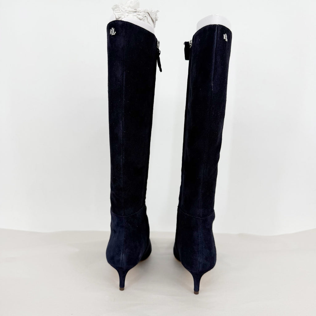 Lauren Ralph Lauren Womens McKay Knee High Boots Size 6 B Navy Blue Suede NIB
