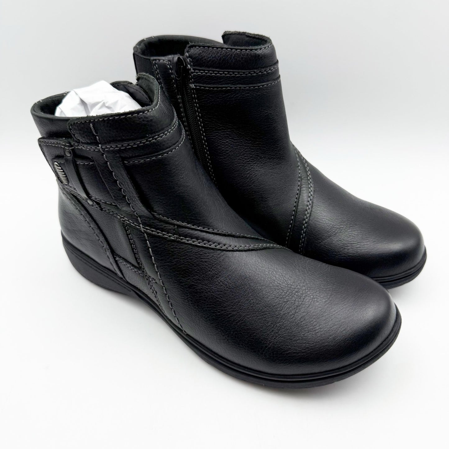 Clarks Womens Carleigh Style Ankle Booties US 9.5 M EU 41 Black Leather NIB