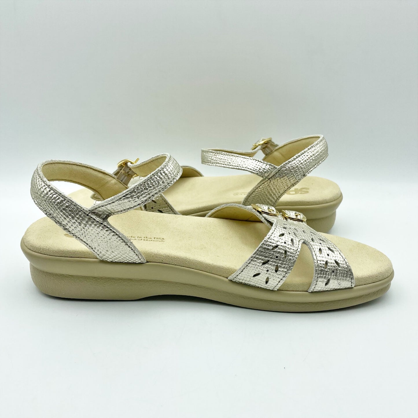 SAS Womens Duo Adjustable Comfort Sandal US 8.5 M EU 39 Gold Leather NWOB