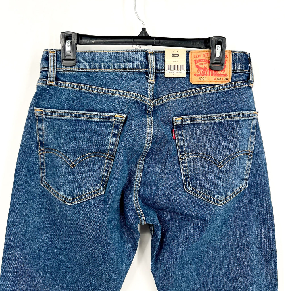 LEVI'S MENS 505 Straight Jeans 30x30 Stonewash Blue Regular Fit 005051454 NWT