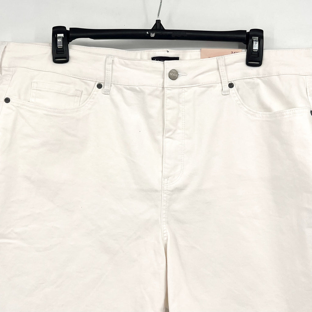 NYDJ Womens Ella Denim Shorts Size 24W Optic White 8" Inseam NWT