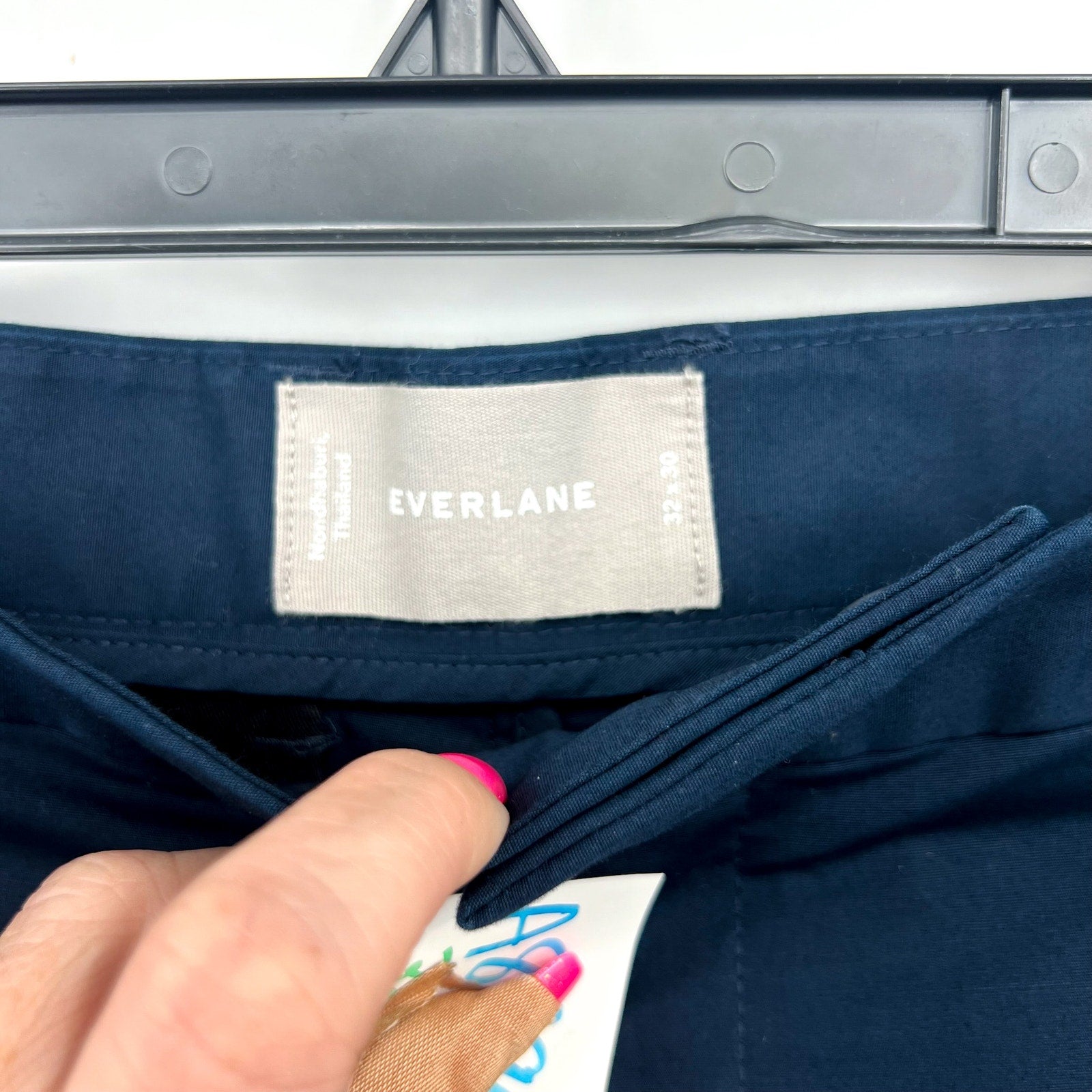 EVERLANE Mens Air Chino Pants 32x30 Navy Blue Stretch Cotton Poplin Slim Fit NWT