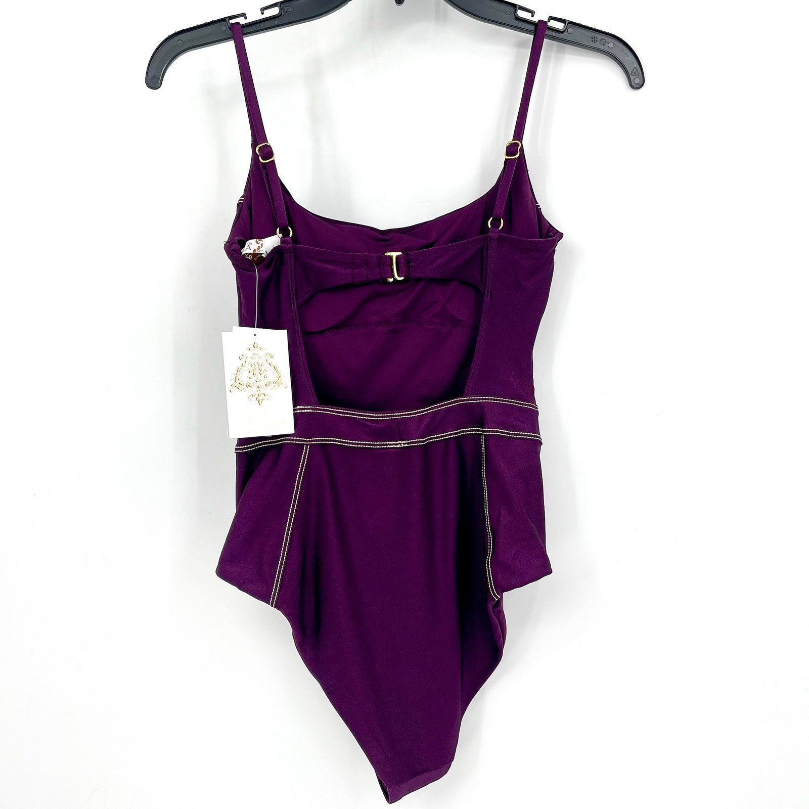 BECCA Women's Color Sheen One Piece Swimsuit Medium Purple Aubergine NWT
