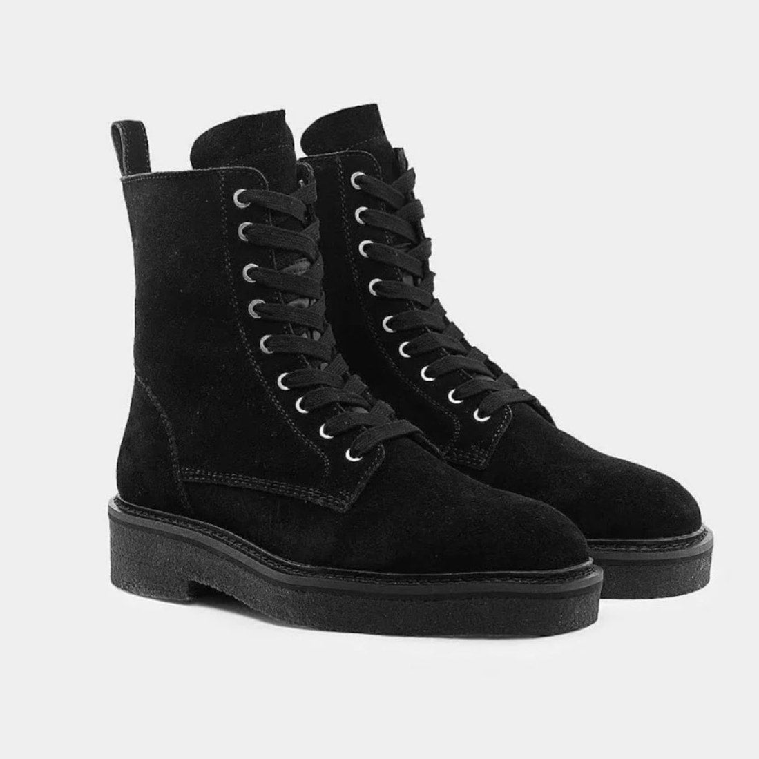 Saint Morta Men's Chunky Boots Size 12 EU 46 Black Suede Lace Up NIB