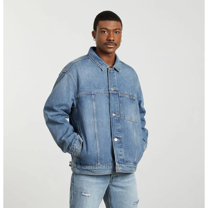 EVERLANE Unisex Everyone Denim Jacket Small Broken in Blue Organic Cotton NWT