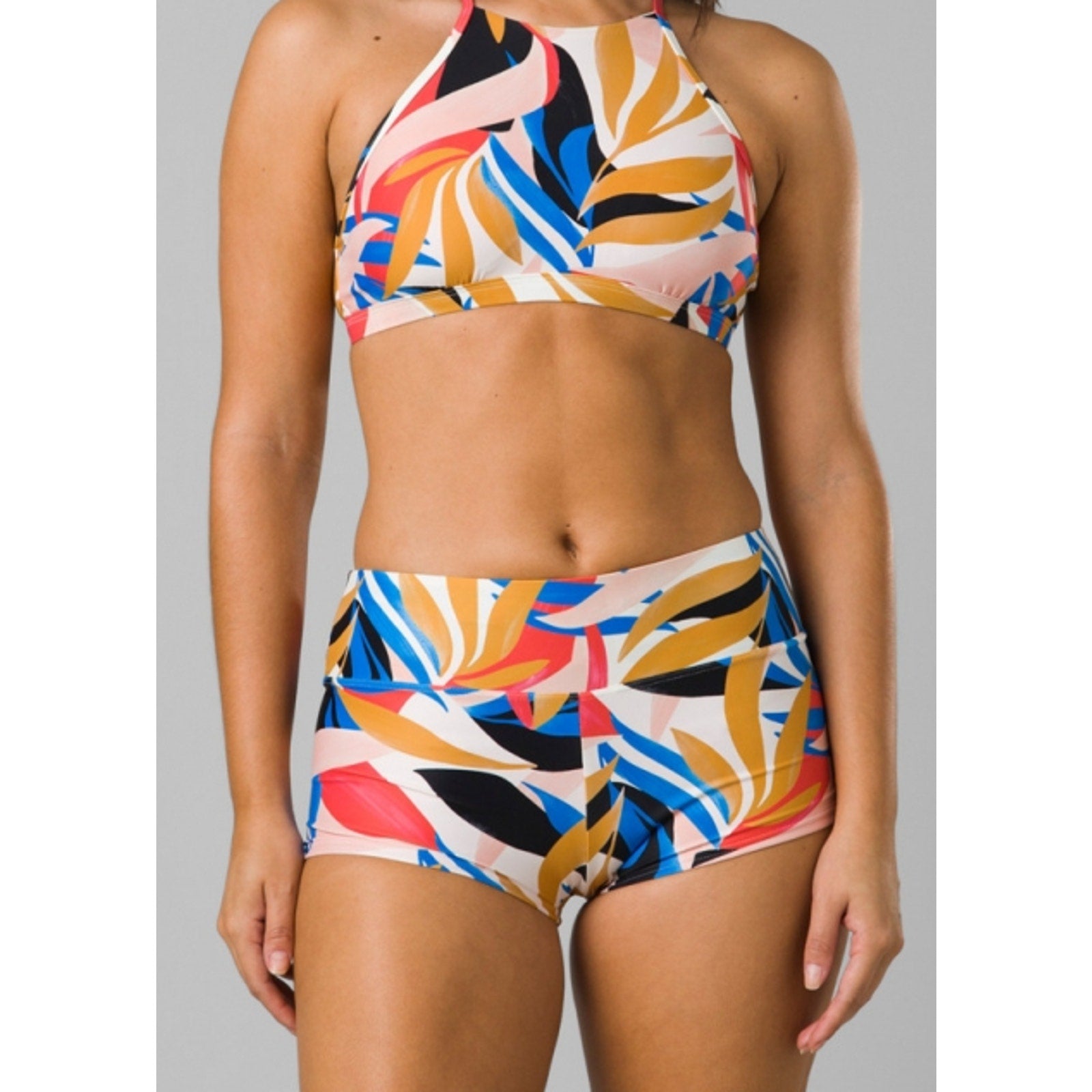 PRANA Women's Datum Swim Bottoms Large Tropics Print Floral Boy Short NWT