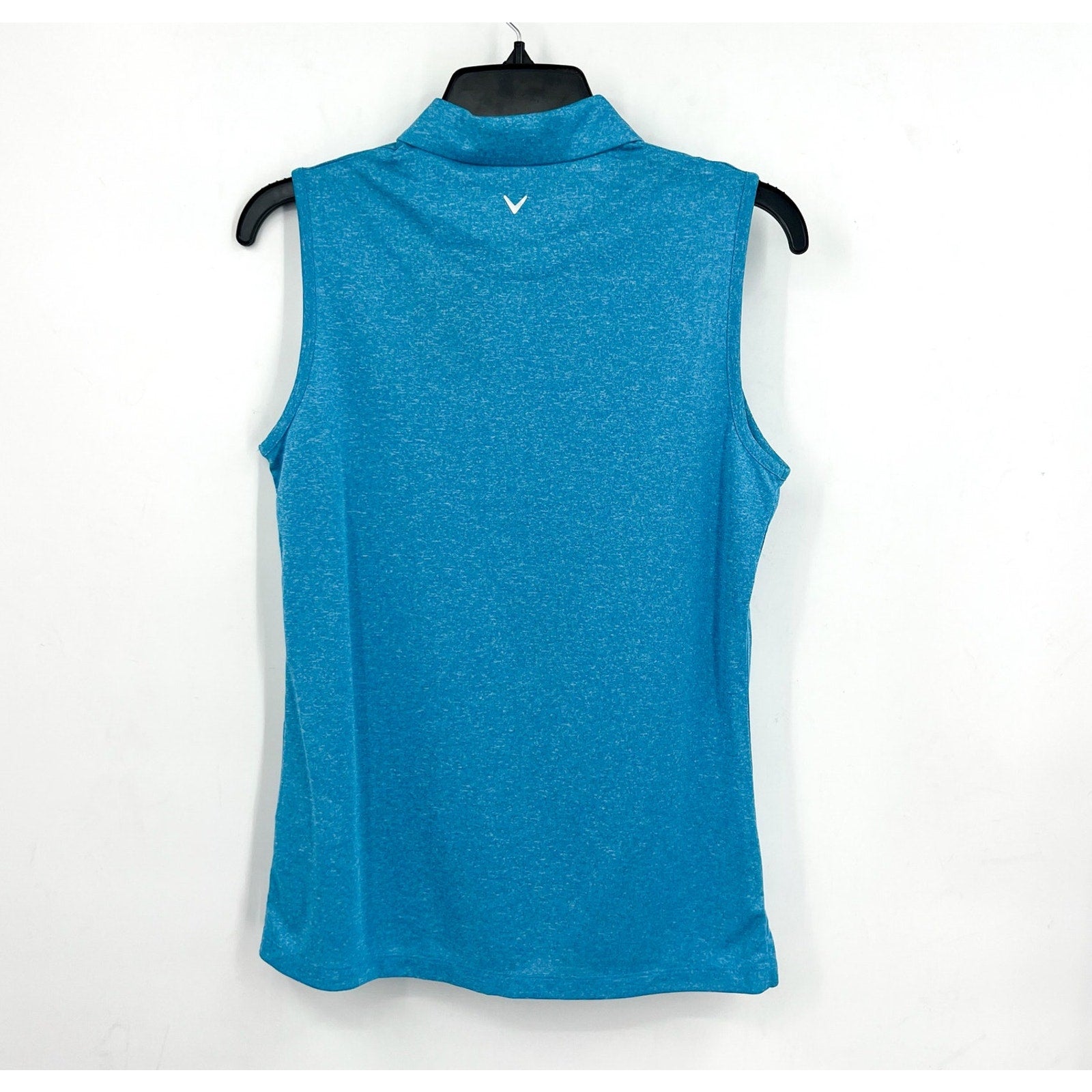 CALLAWAY Womens Polo Shirt Large Vivid Blue Heather 1/4 Zip Sleeveless NWT
