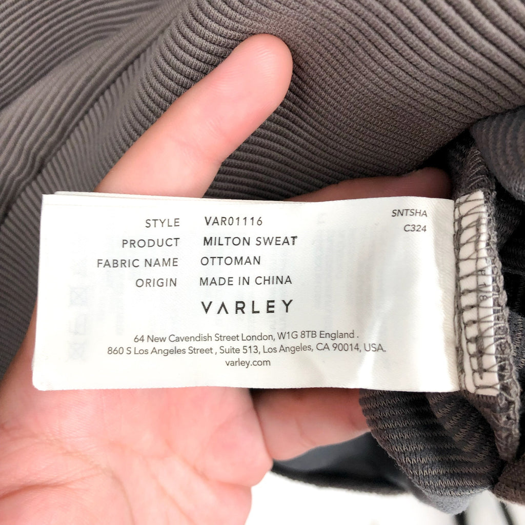 VARLEY Women's Milton Sweatshirt Large Deep Charcoal Ottoman Rib Long Sleeve NWT
