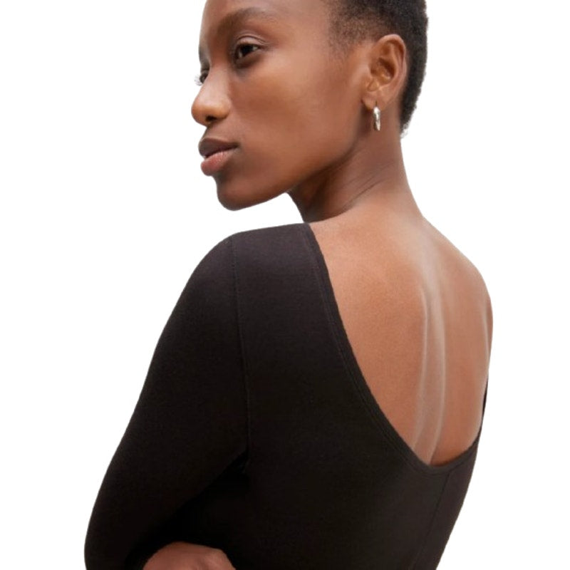 EVERLANE Women's The Supima® Form Scoop-Back Tee Small Black Long Sleeve NWT