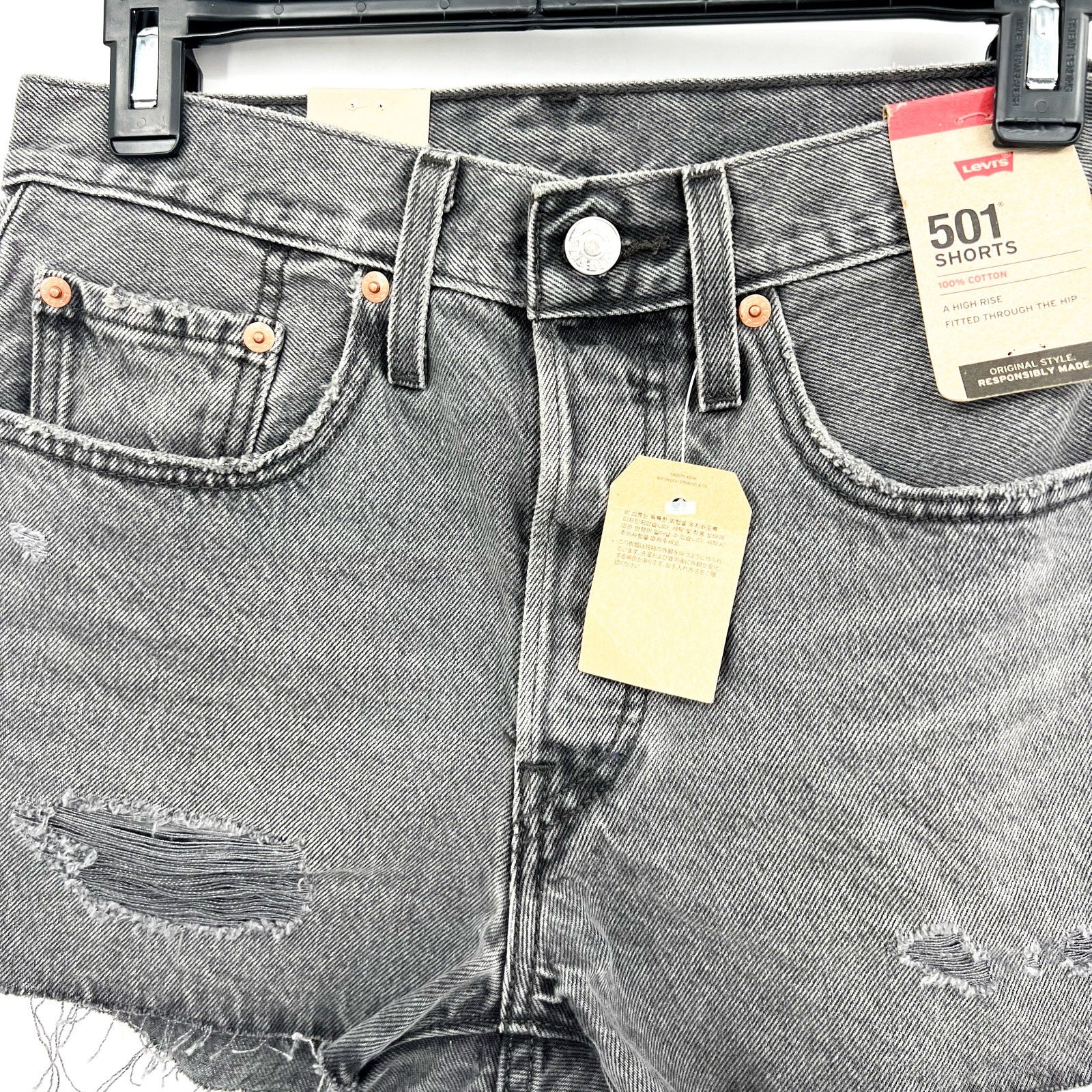 LEVIS Womens 501 Original Fit Shorts Size 26 US 2 Gray 56327-0325 NWT