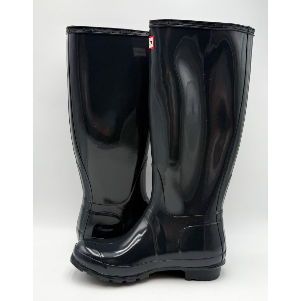 Hunter Womens Original Tall Gloss Rain Boots US 7 EU 38 Black Waterproof NWOB