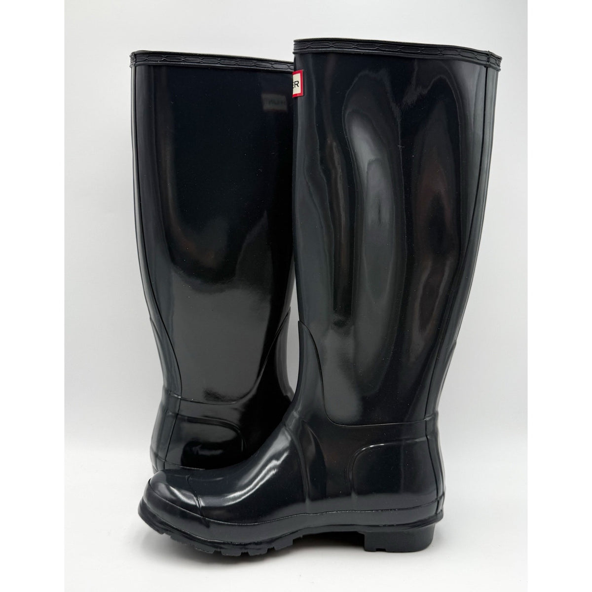 Hunter Womens Original Tall Gloss Rain Boots US 7 EU 38 Black Waterproof NWOB