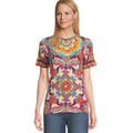 JOHNNY WAS The Janie Favorite Top Large Multi Mcanna Scarf Short Sleeve NWT