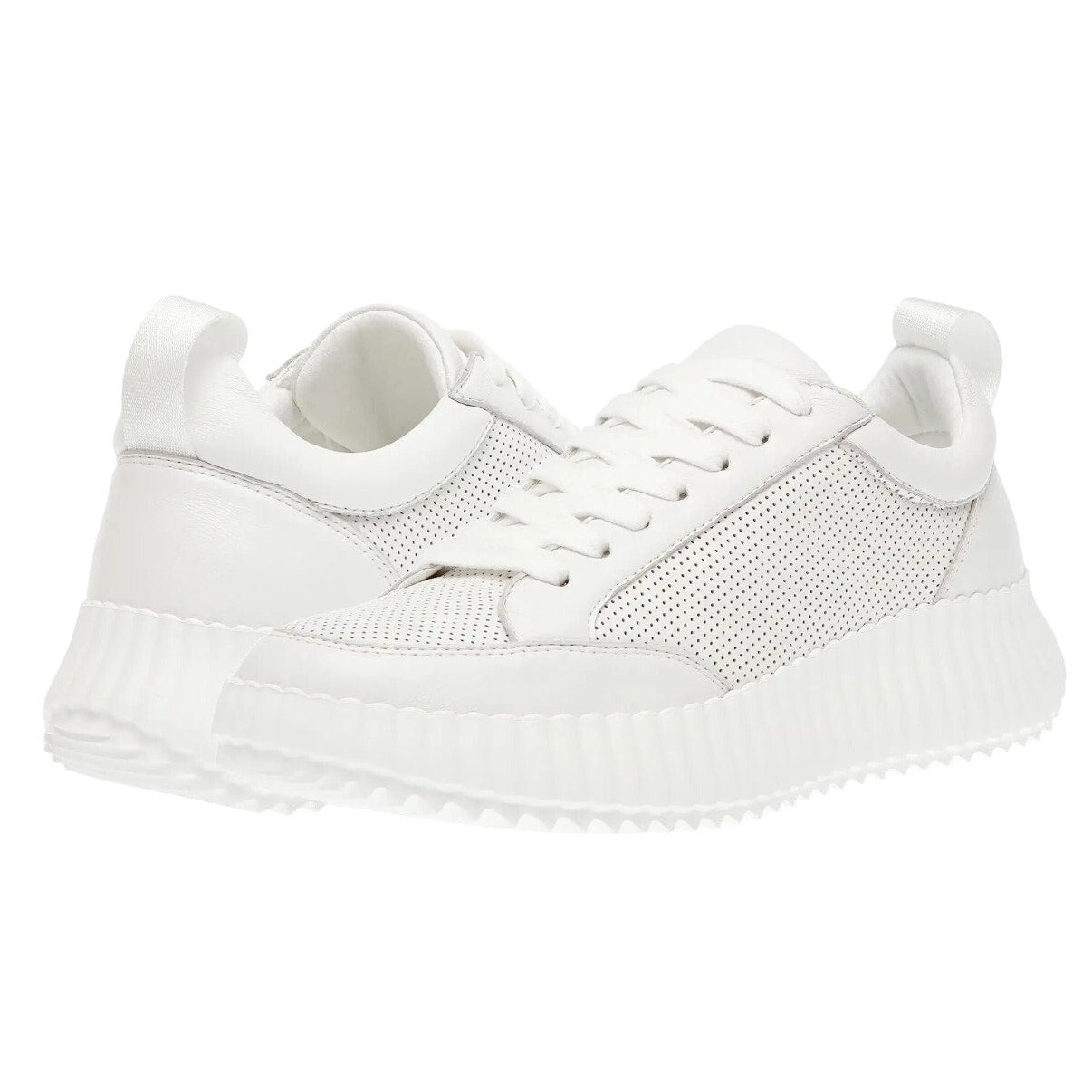 Steve Madden Womens Shock Sneakers US 7.5 M White Leather Platform NIB