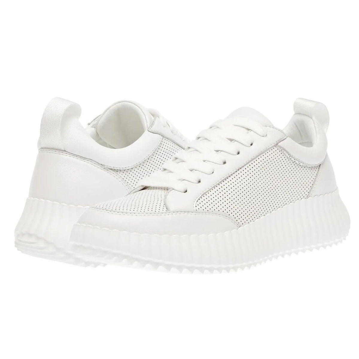 Steve Madden Womens Shock Sneakers US 7.5 M White Leather Platform NIB
