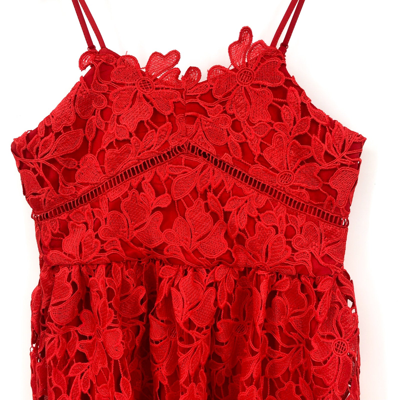 BARDOT JUNIOR Girl's Sonya Lace Slip Dress Size 14 Red Lollipop V Neck NWT
