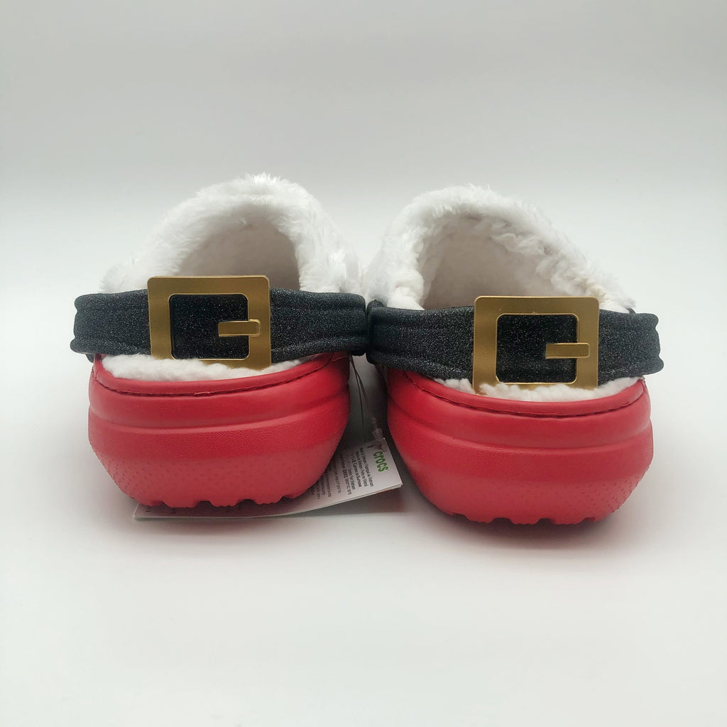 Crocs Unisex Santa Classic Clogs Womens 8 Mens 6 Festive Red White Black NWT