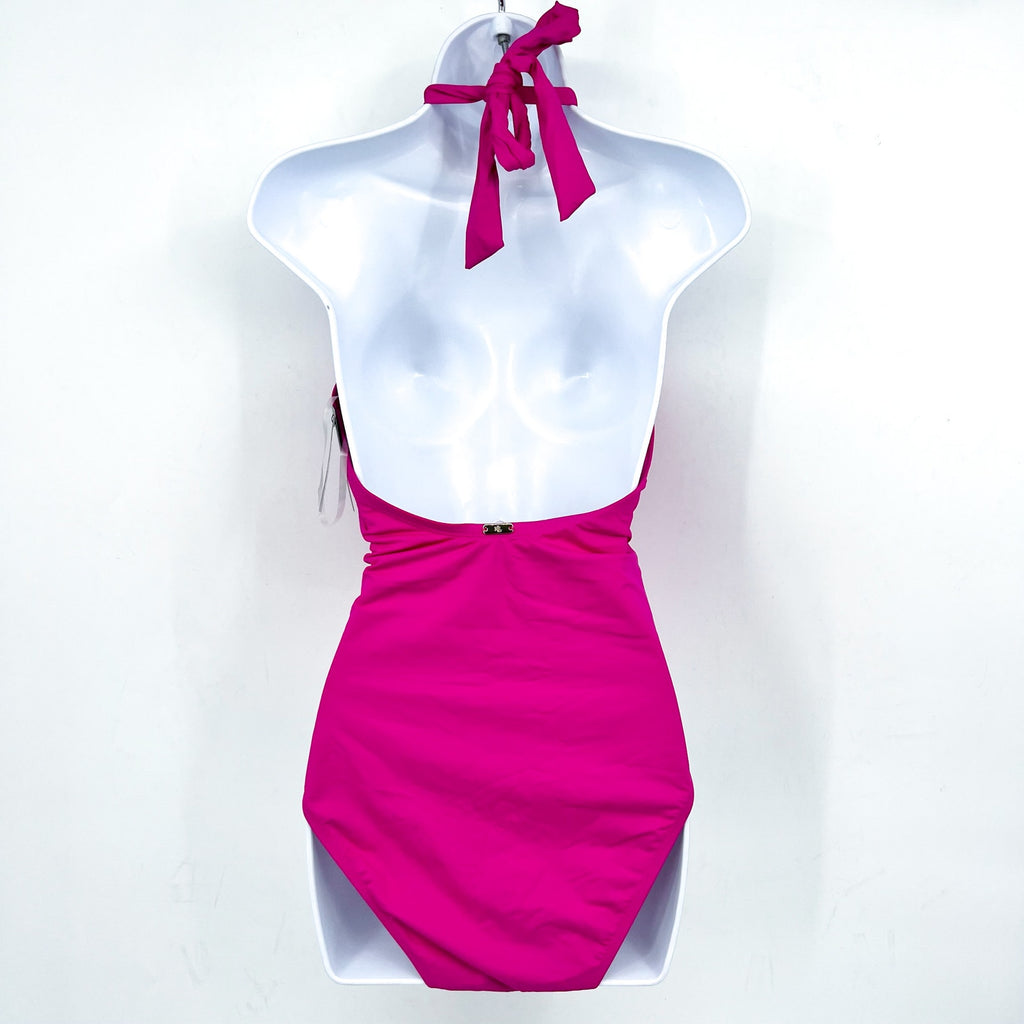 LAUREN RALPH LAUREN O-Ring One-Piece Swimsuit Size 10 Freesia Pink High-Neck NWT