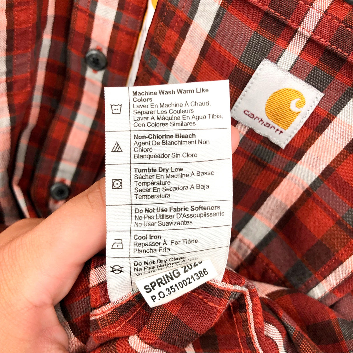 CARHARTT Mens Loose Fit Casual Shirt Small Red Plaid Short Sleeve Midweight NWT