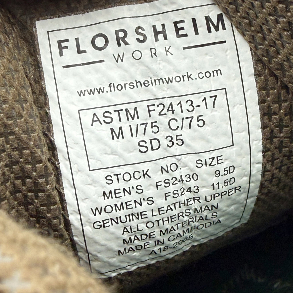 Florsheim Mens Polaris Composite Toe Work Shoes US 9.5 Wide Brown Leather NIB
