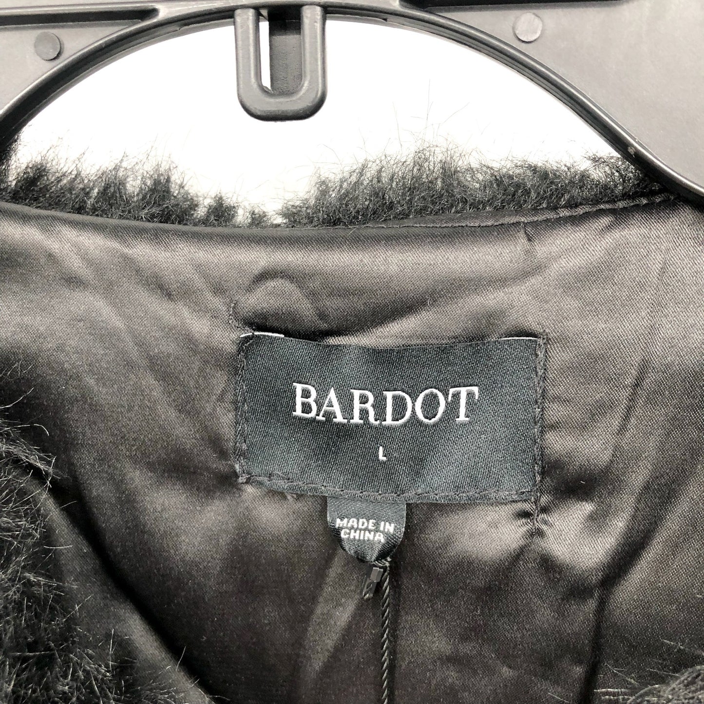 BARDOT Women's Logan Faux Fur Coat Jacket Large Black Long Sleeve NWT