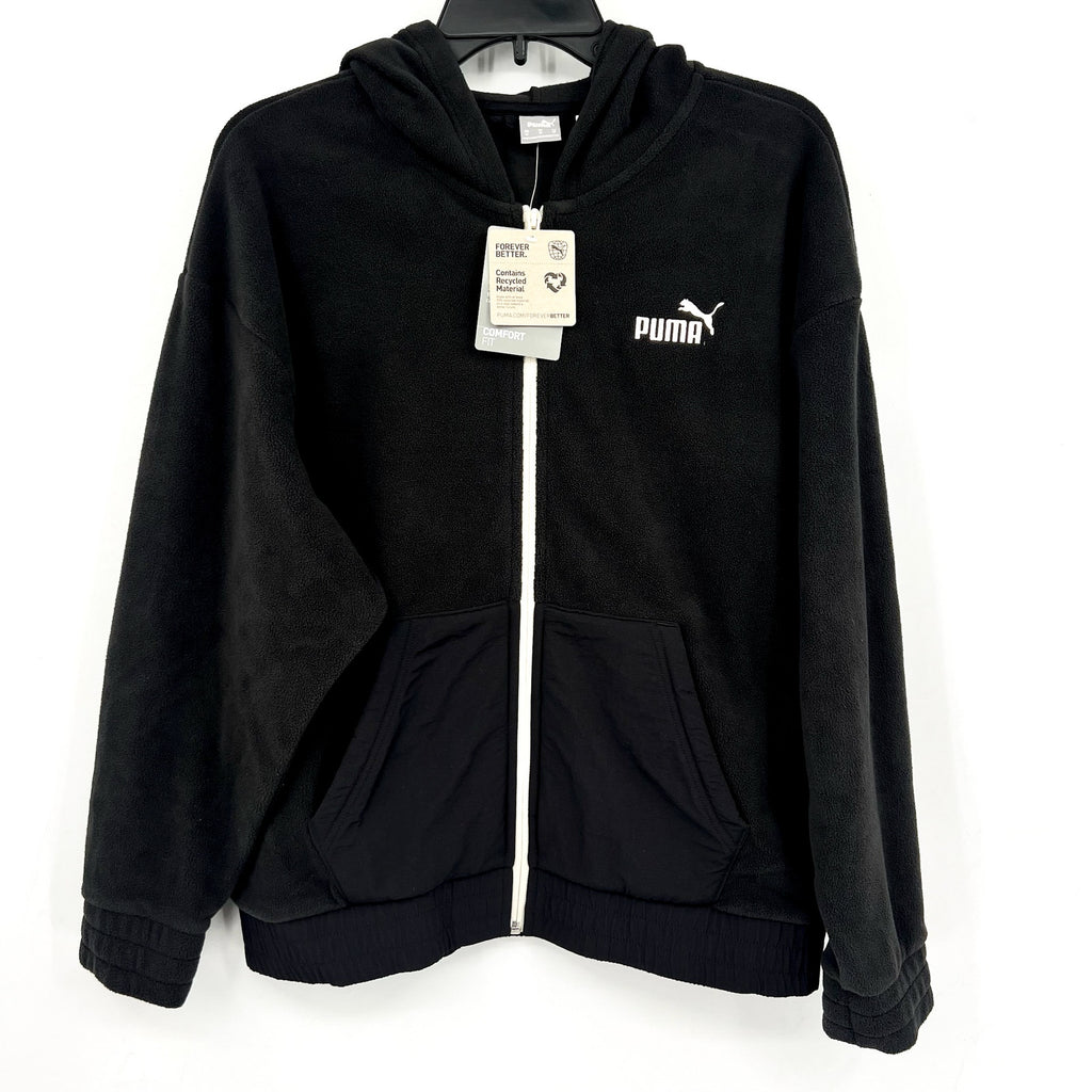 PUMA Women's ESS Elevated FZ Hoodie Medium Black Sweatshirt Fleece NWT