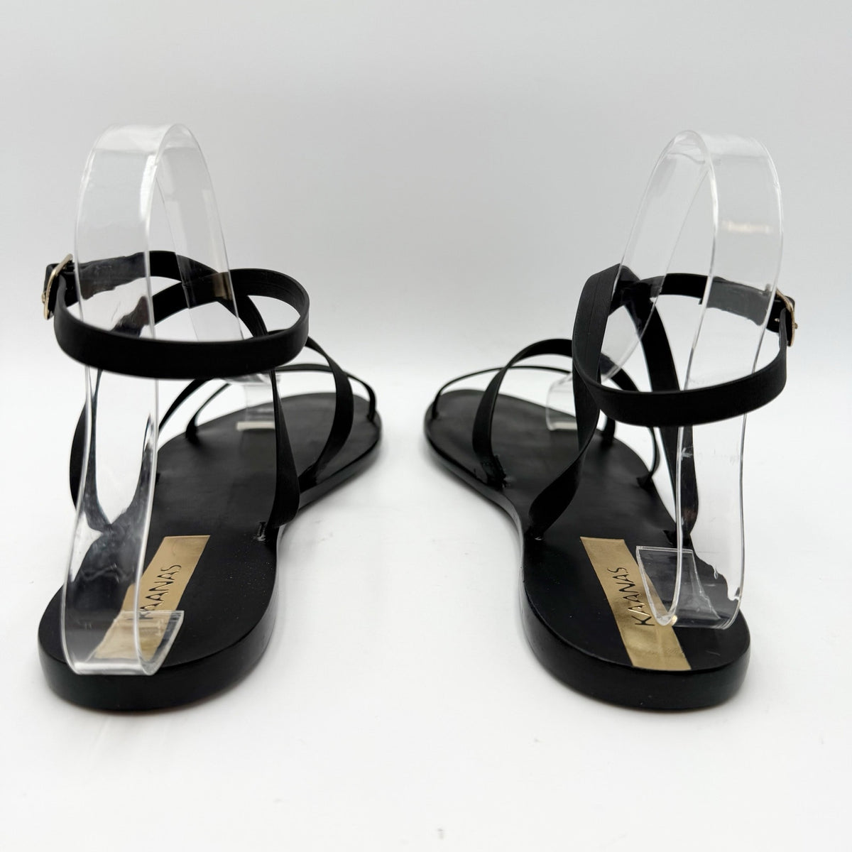 KAANAS Womens Vitoria Gladiator Flat Sandals Size 8 M Black NIB