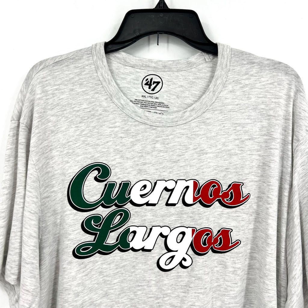 47 BRAND Mens Cuernos Lagros Texas Longhorn Tshirt XXL Grey Short Sleeve NWT