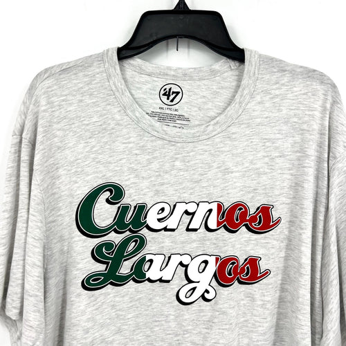 47 BRAND Mens Cuernos Lagros Texas Longhorn Tshirt XXL Grey Short Sleeve NWT