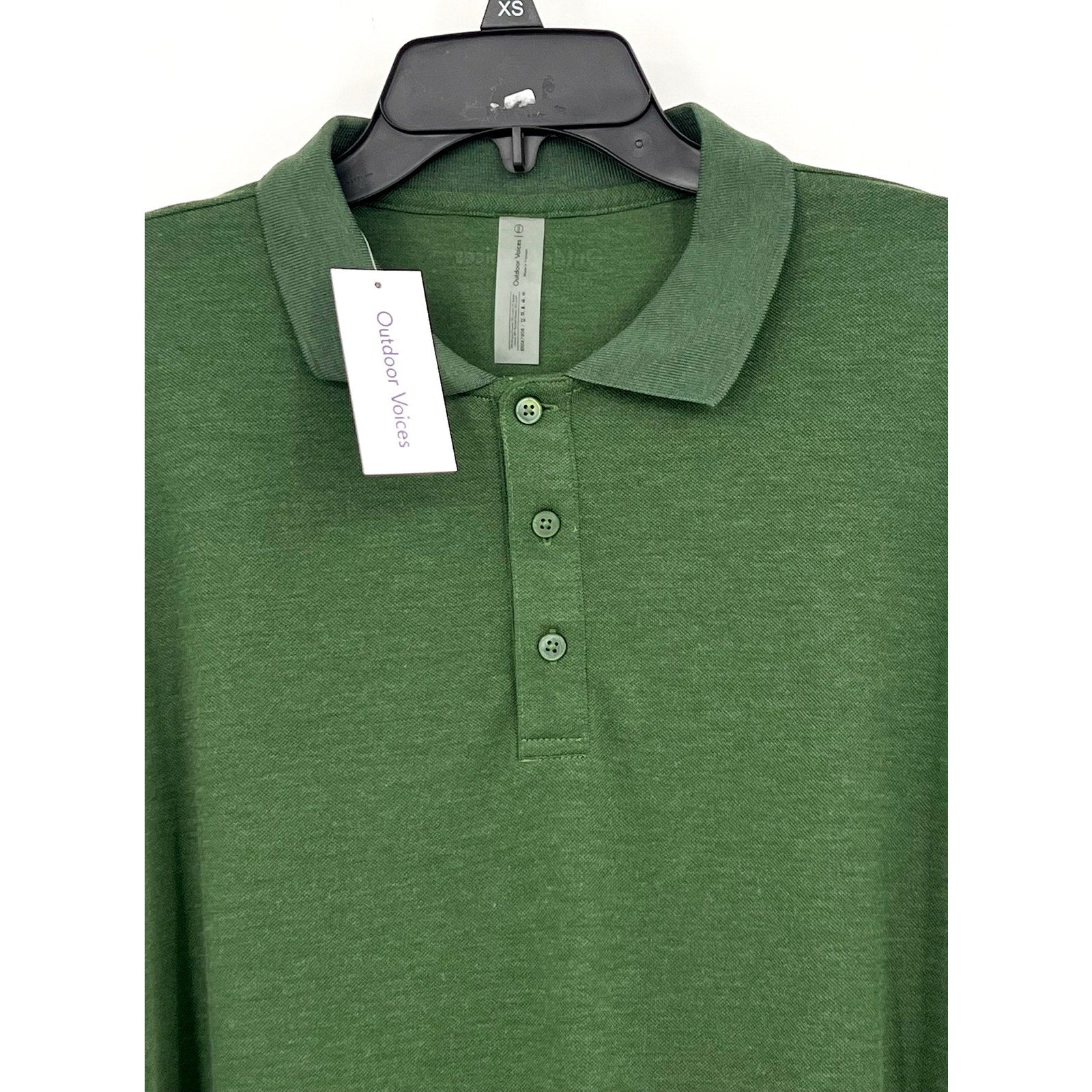 OUTDOOR VOICES Men's Birdie Long Sleeve Polo Shirt 3XL Greenwoods DriRELEASE NWT