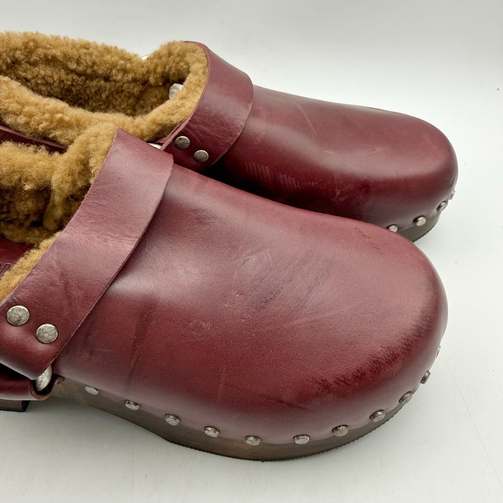 RE/DONE Womens 70s Slingback Clogs EU 40 US 10 Red Leather Studded NWOB