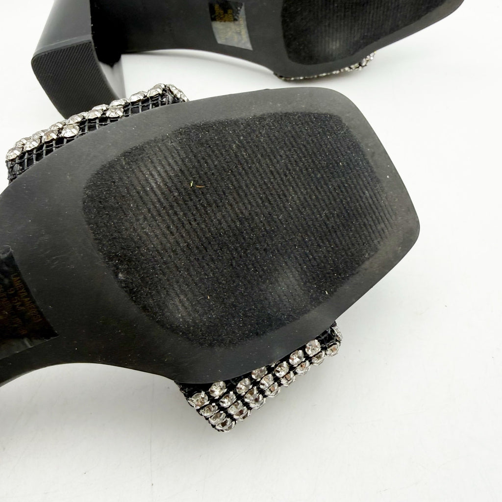 Steve Madden Womens Laney Heel Sandals Size 9.5 M Black Crystals Detail NWOB